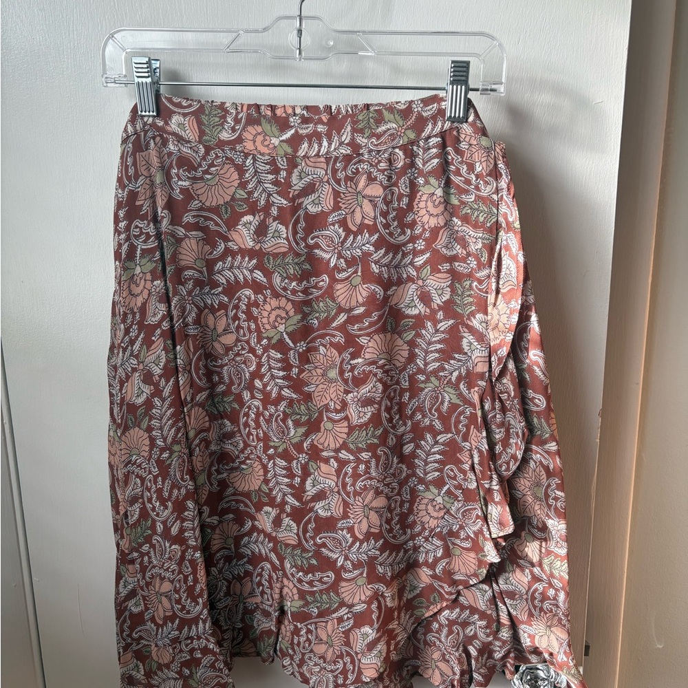 Anthropologie Asymmetrical Skirt - Pink and White Floral